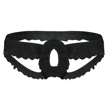 Sexy Gay Lingerie Panties With Lace / Sissy Crotchless Briefs With Open Hole - EVE's SECRETS